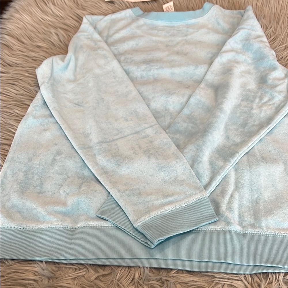 Blue Heathered Pajama Set with Scoop Neckline - Picture 4 of 7